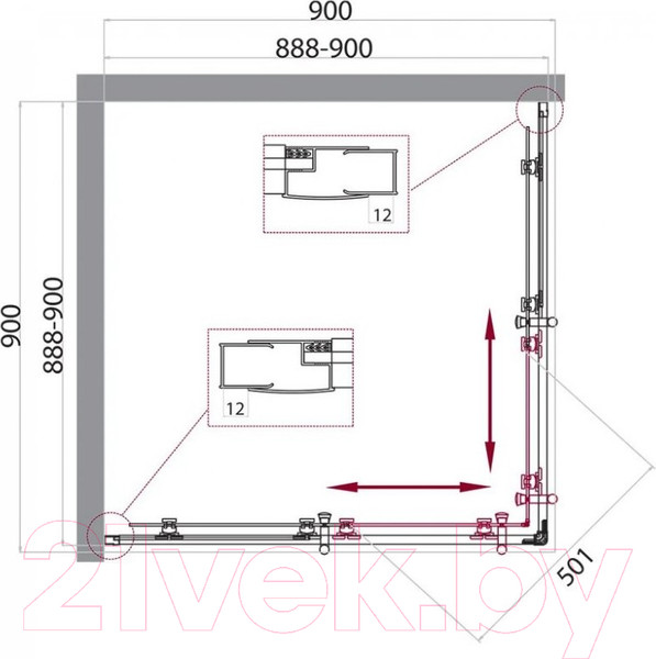 Изображение товара Душевой уголок BelBagno UNO-195-A-2-90-P-Cr