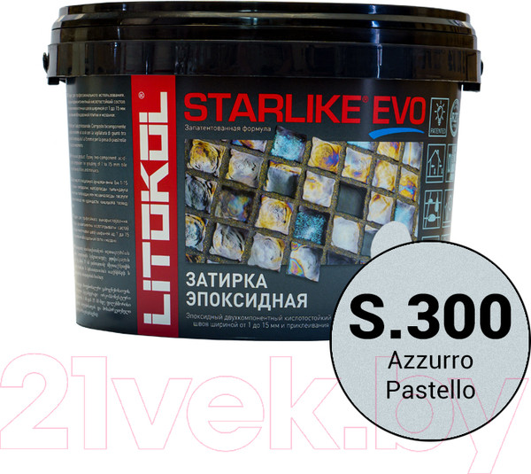 Изображение товара Фуга эпоксидная Litokol Эпоксидная Starlike Evo S.300 (2.5кг, пастельный голубой)