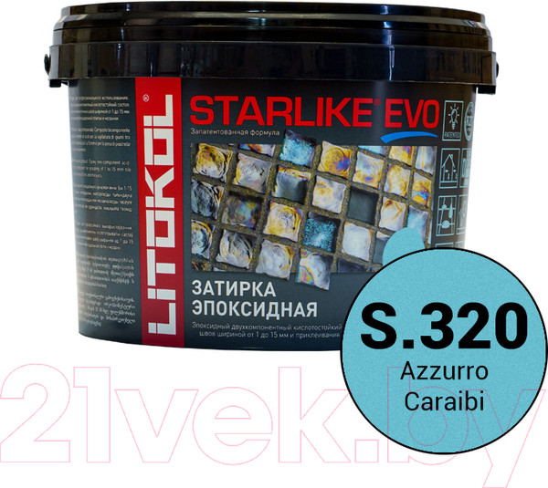 Изображение товара Фуга эпоксидная Litokol Эпоксидная Starlike Evo S.320 (2.5кг, голубой карибский)