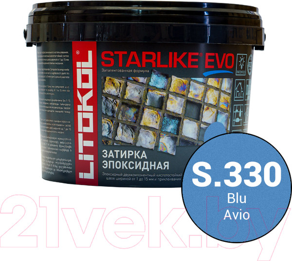 Изображение товара Фуга эпоксидная Litokol Эпоксидная Starlike Evo S.330 (2.5кг, васильковый)