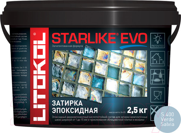 Изображение товара Фуга эпоксидная Litokol Эпоксидная Starlike Evo S.400 (2.5кг, шалфей)
