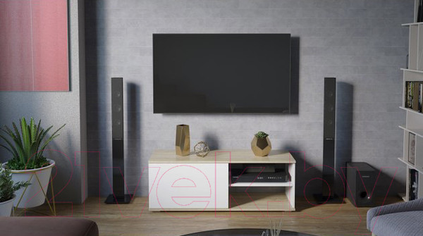 Изображение товара Тумба ТриЯ ТВ Diamond тип 7 КМ+02.68.000.007 (дуб сонома/белый)