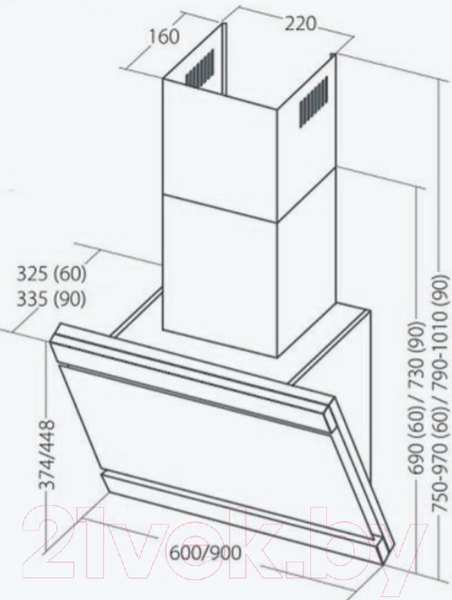 Изображение товара Вытяжка наклонная Akpo Kastos Glass Eco 60 WK-4 (черный)