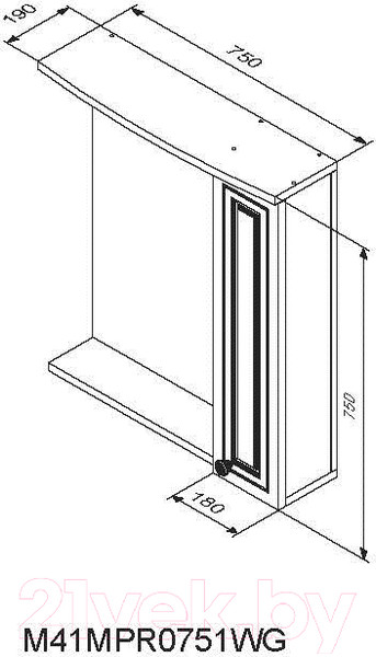 Изображение товара Шкаф с зеркалом для ванной RedBlu by Damixa Palace One M41MPR0751WG