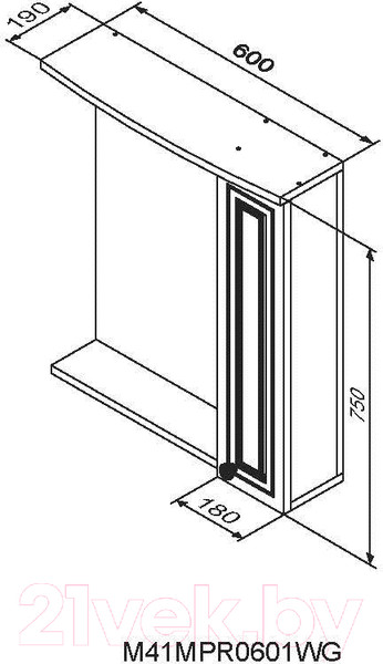 Изображение товара Шкаф с зеркалом для ванной RedBlu by Damixa Palace One M41MPR0601WG