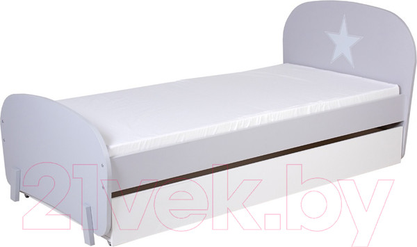 Изображение товара Односпальная кровать Polini Kids Mirum 1915 c ящиком (серый/белый)