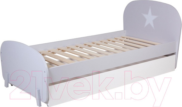 Изображение товара Односпальная кровать Polini Kids Mirum 1915 c ящиком (серый/белый)