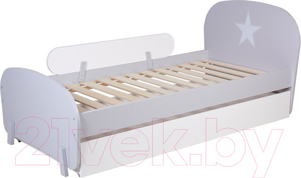 Изображение товара Односпальная кровать Polini Kids Mirum 1915 c ящиком (серый/белый)