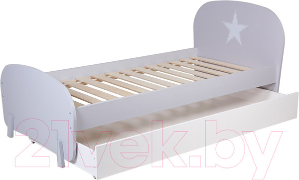 Изображение товара Односпальная кровать Polini Kids Mirum 1915 c ящиком (серый/белый)
