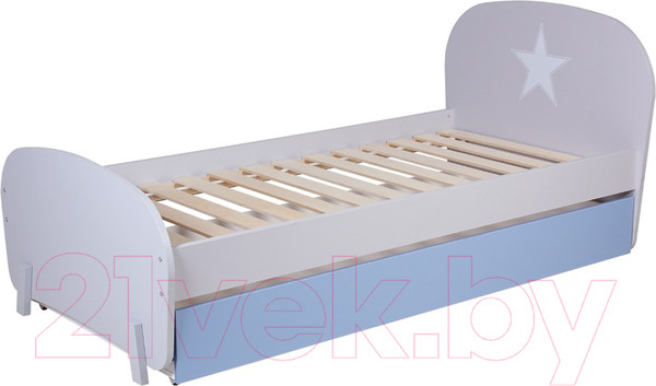Изображение товара Односпальная кровать Polini Kids Mirum 1915 c ящиком (серый/голубой)