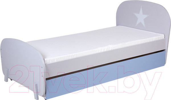 Изображение товара Односпальная кровать Polini Kids Mirum 1915 c ящиком (серый/голубой)