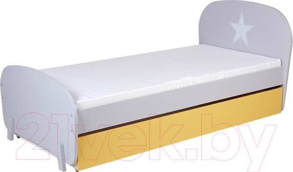 Изображение товара Односпальная кровать Polini Kids Mirum 1915 c ящиком (серый/желтый)