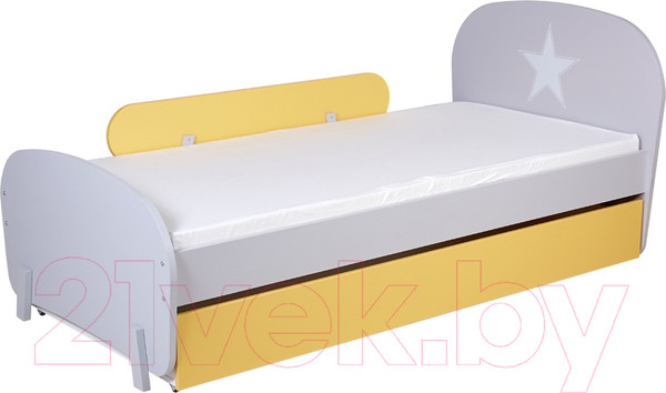 Изображение товара Односпальная кровать Polini Kids Mirum 1915 c ящиком (серый/желтый)