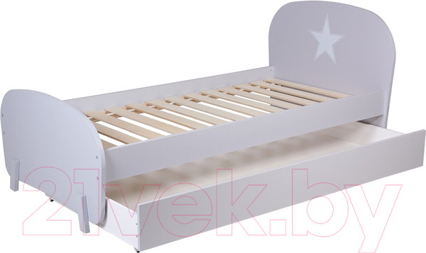 Изображение товара Односпальная кровать Polini Kids Mirum 1915 c ящиком (серый/серый)