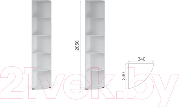 Изображение товара Угловое окончание для шкафа Империал Йорк 340 (белый жемчуг)