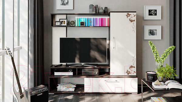 Изображение товара Стенка ТриЯ Сиена (венге цаво/дуб молочный с рисунком)