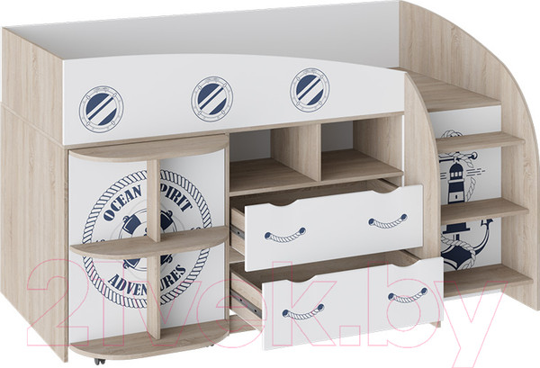 Изображение товара Кровать-чердак ТриЯ Немо комбинированная (дуб сонома/белый)