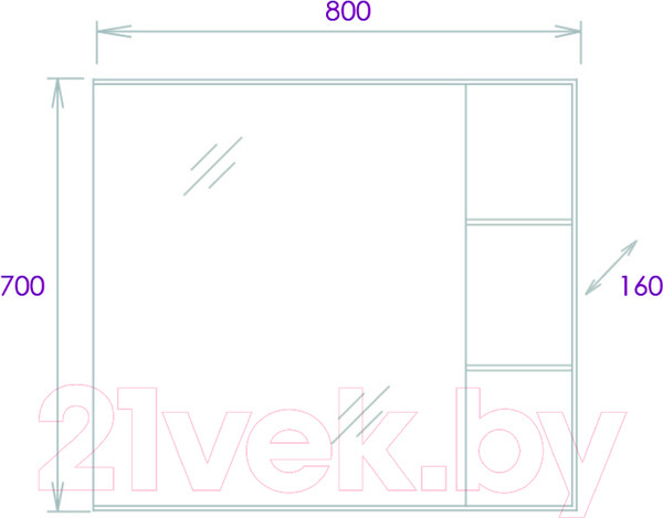 Изображение товара Шкаф с зеркалом для ванной Onika Легран 80.00У (208092)