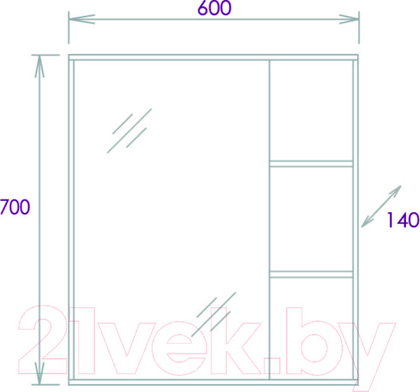 Изображение товара Шкаф с зеркалом для ванной Onika Тимбер 60.00У (206070)