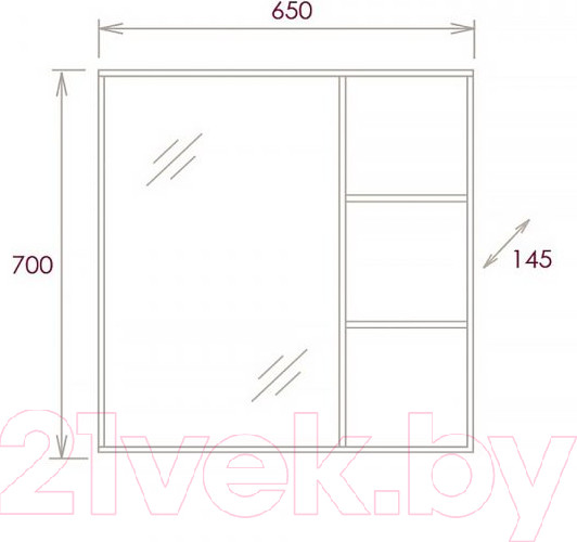 Изображение товара Шкаф с зеркалом для ванной Onika Девис 65.00У (206542)