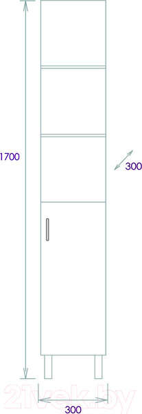 Изображение товара Шкаф-пенал для ванной Onika Тимбер 30.01 (403067)