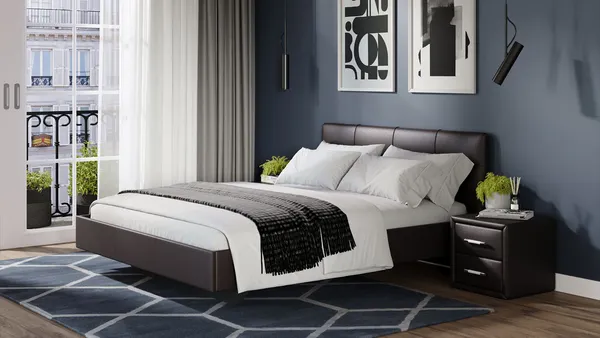 Изображение товара Двуспальная кровать ТриЯ Элис тип 1 с мягкой обивкой 160x200 (темный)