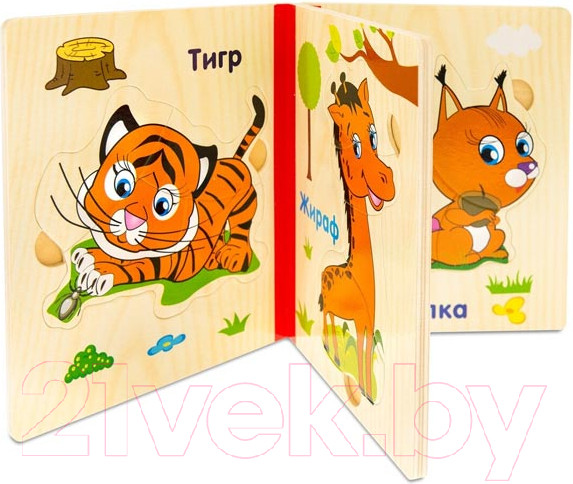 Изображение товара Развивающая книга Анданте Веселый зоопарк. Книжка-деревяшка / RDI-D050a