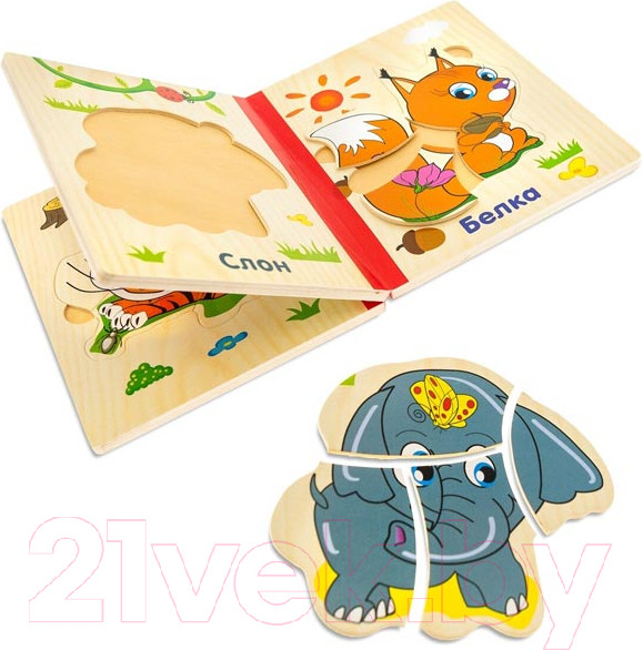 Изображение товара Развивающая книга Анданте Веселый зоопарк. Книжка-деревяшка / RDI-D050a