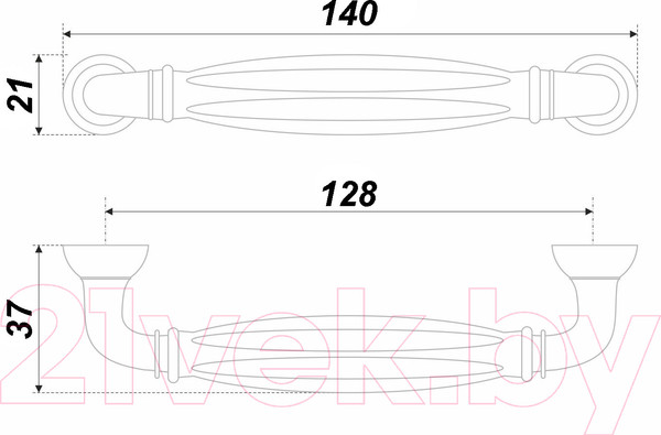 Изображение товара Ручка для мебели Boyard Tiffany RS121BAZ.4/128/W