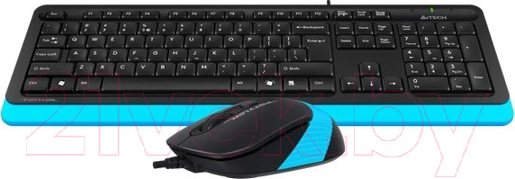 Изображение товара Комплект клавиатура и мышь A4Tech Fstyler F1010 (черный/синий)