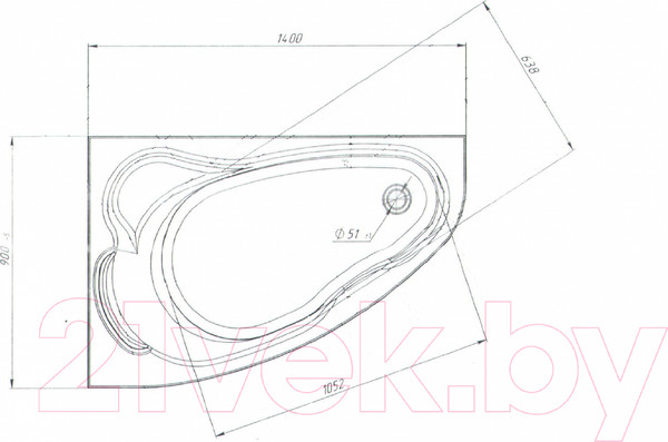 Изображение товара Ванна акриловая 1Марка Lil 140x90 L (с экраном и каркасом)