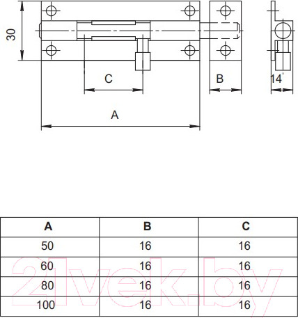 Изображение товара Шпингалет торцевой Apecs DB-05-100-CR