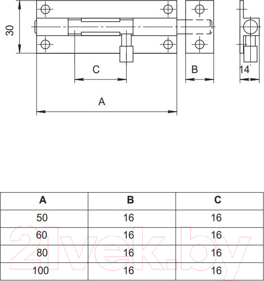 Изображение товара Шпингалет торцевой Apecs DB-05-50-CR