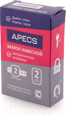 Изображение товара Замок навесной Apecs PD-03-40