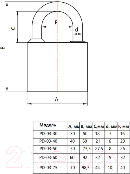 Изображение товара Замок навесной Apecs PD-03-40