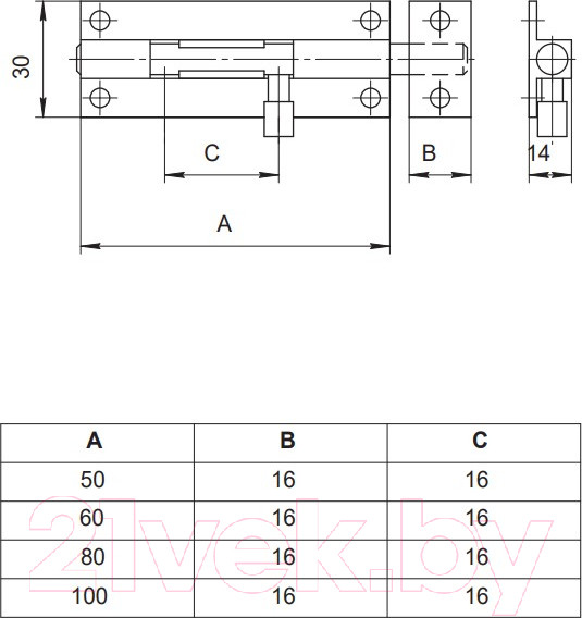 Изображение товара Шпингалет торцевой Apecs DB-05-60-G (золото)