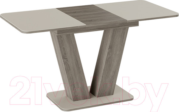 Изображение товара Обеденный стол ТриЯ Чинзано тип 1 раздвижной (дуб сонома трюфель/стекло бежевое матовое)