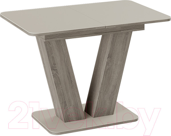 Изображение товара Обеденный стол ТриЯ Чинзано тип 1 раздвижной (дуб сонома трюфель/стекло бежевое матовое)