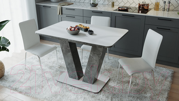 Изображение товара Обеденный стол ТриЯ Чинзано тип 1 раздвижной (моод темный/стекло белое матовое)