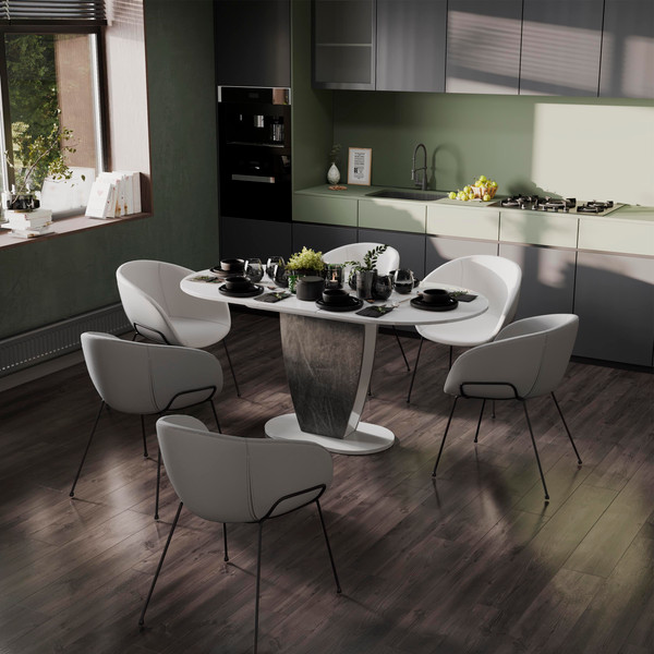 Изображение товара Обеденный стол ТриЯ Монреаль тип 1 (белый глянец/моод темный)