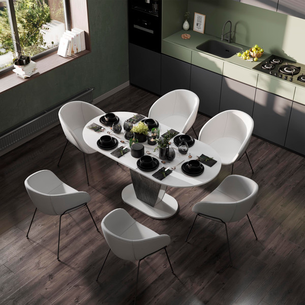 Изображение товара Обеденный стол ТриЯ Монреаль тип 1 (белый глянец/моод темный)