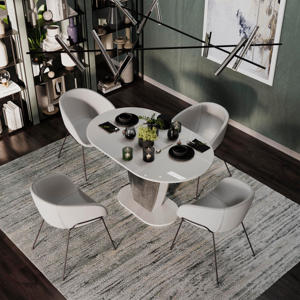 Изображение товара Обеденный стол ТриЯ Монреаль тип 1 (белый глянец/моод темный)