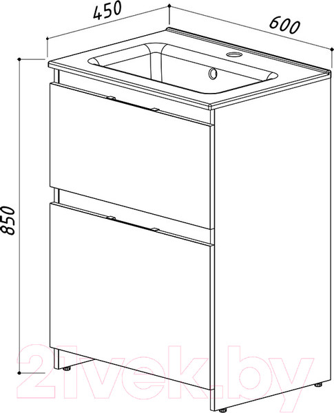 Изображение товара Тумба с умывальником Belux Сидней-Женева Н60-02 (31, бетон Чикаго/светло-серый)