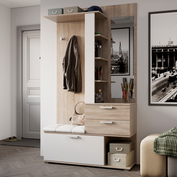 Изображение товара Секция в прихожую ТриЯ Эрика комбинированная (дуб сонома/белый)