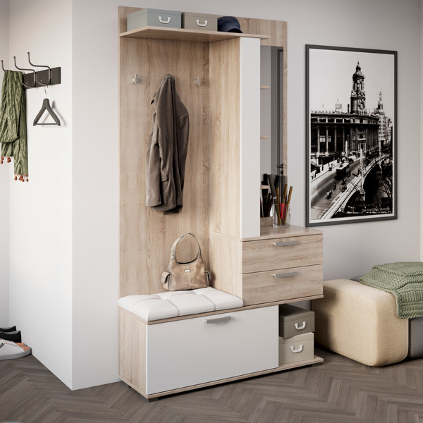 Изображение товара Секция в прихожую ТриЯ Эрика комбинированная (дуб сонома/белый)