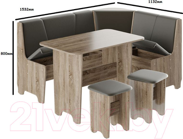 Изображение товара Обеденная группа ТриЯ Техас исп. 1 (дуб сонома трюфель/экокожа коричневый)