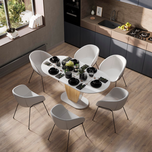 Изображение товара Обеденный стол ТриЯ Монреаль тип 1 (белый глянец/бунратти)