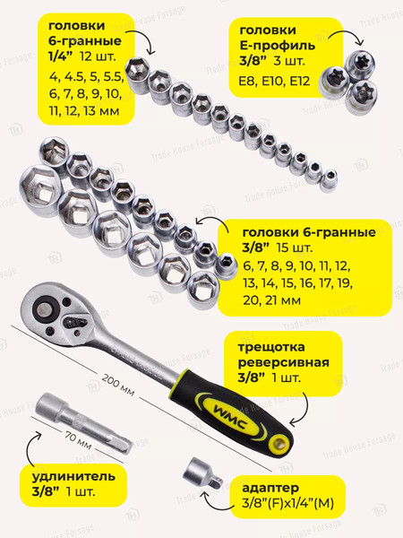 Изображение товара Универсальный набор инструментов WMC Tools 30128(48133)