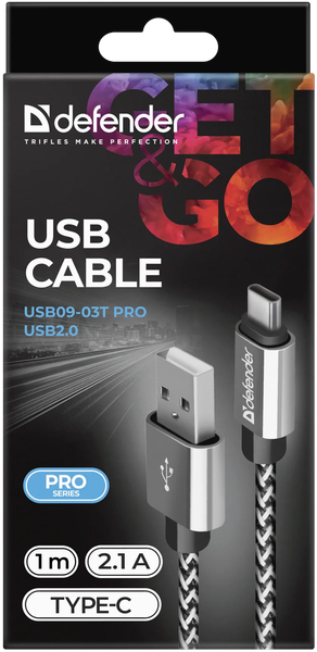 Изображение товара Кабель Defender ACH01-03T PRO / 87809 (1м, белый)