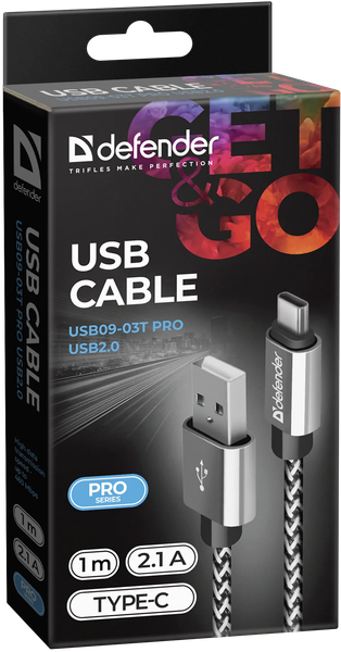 Изображение товара Кабель Defender ACH01-03T PRO / 87809 (1м, белый)